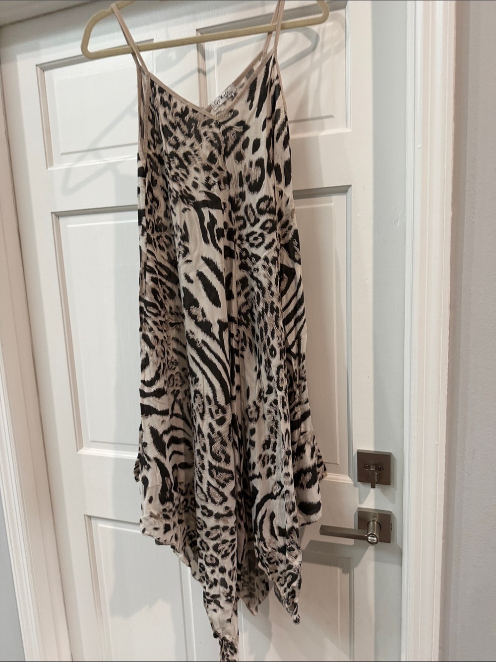 Gigi Moda Animal Print Slip Dress - Black & Cream